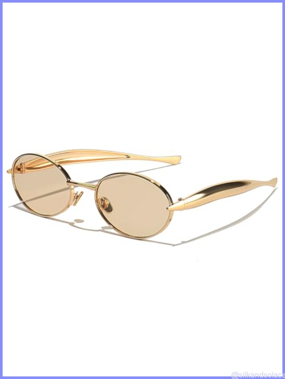 Retro Oval Sunglasses UV400 Protection Metal Frame Full Frame